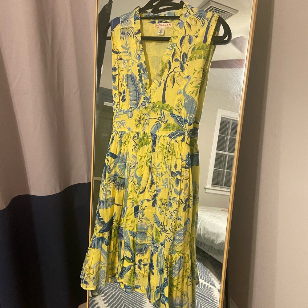 Banjanan Yellow Print Dress Size Small